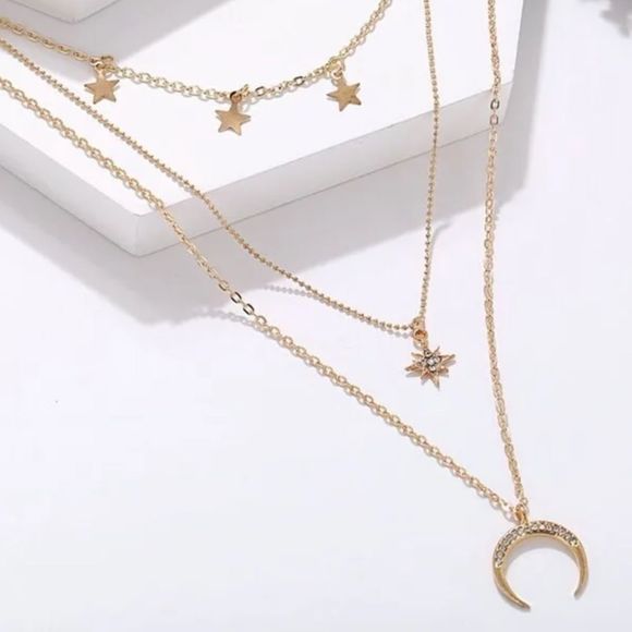 🔥Host Pick🔥 Boho Multi-Layer Star / Moon Pendant Necklace, New - Picture 3 of 4